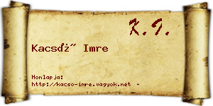 Kacsó Imre névjegykártya